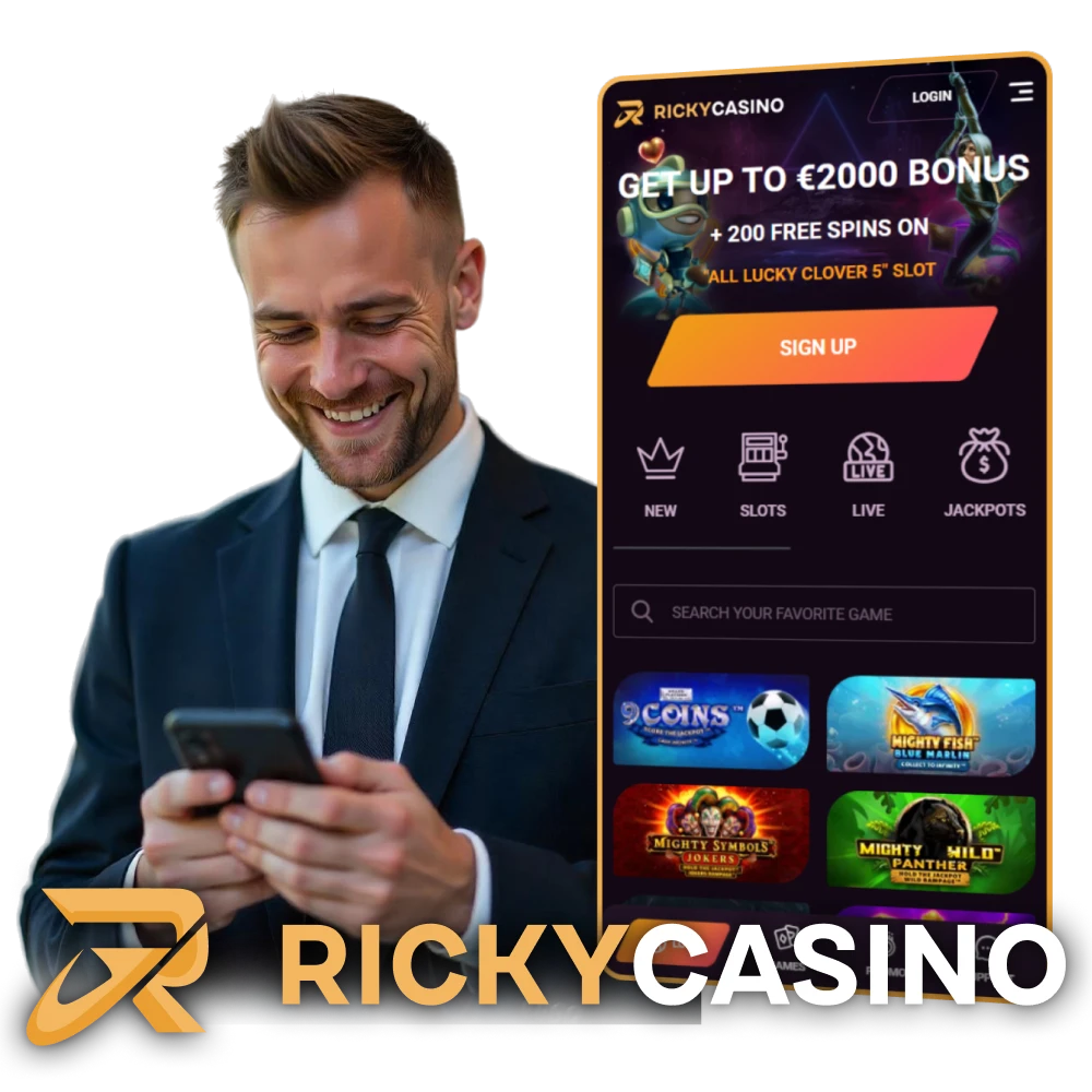Download the convenient Ricky Casino mobile app for Android and iOS.