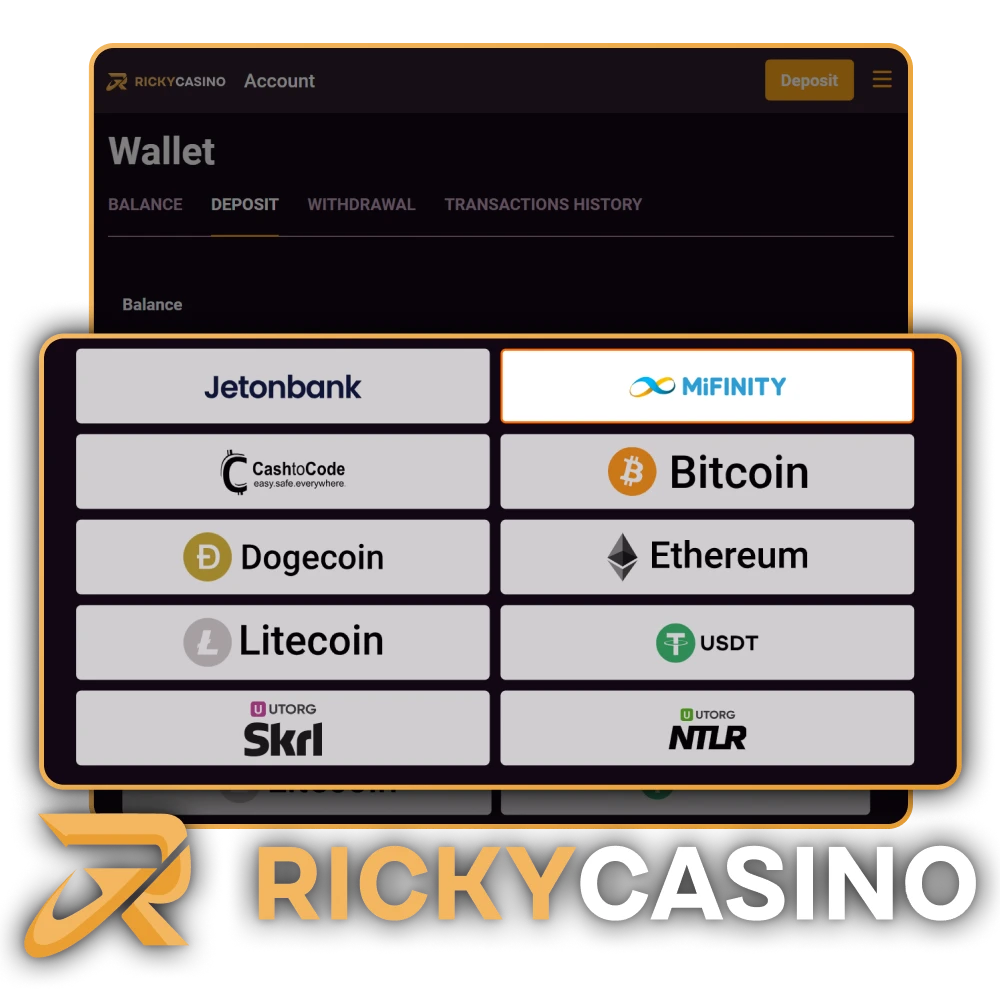 Ricky Casino offers the most popular Australian deposit and withdrawal methods.