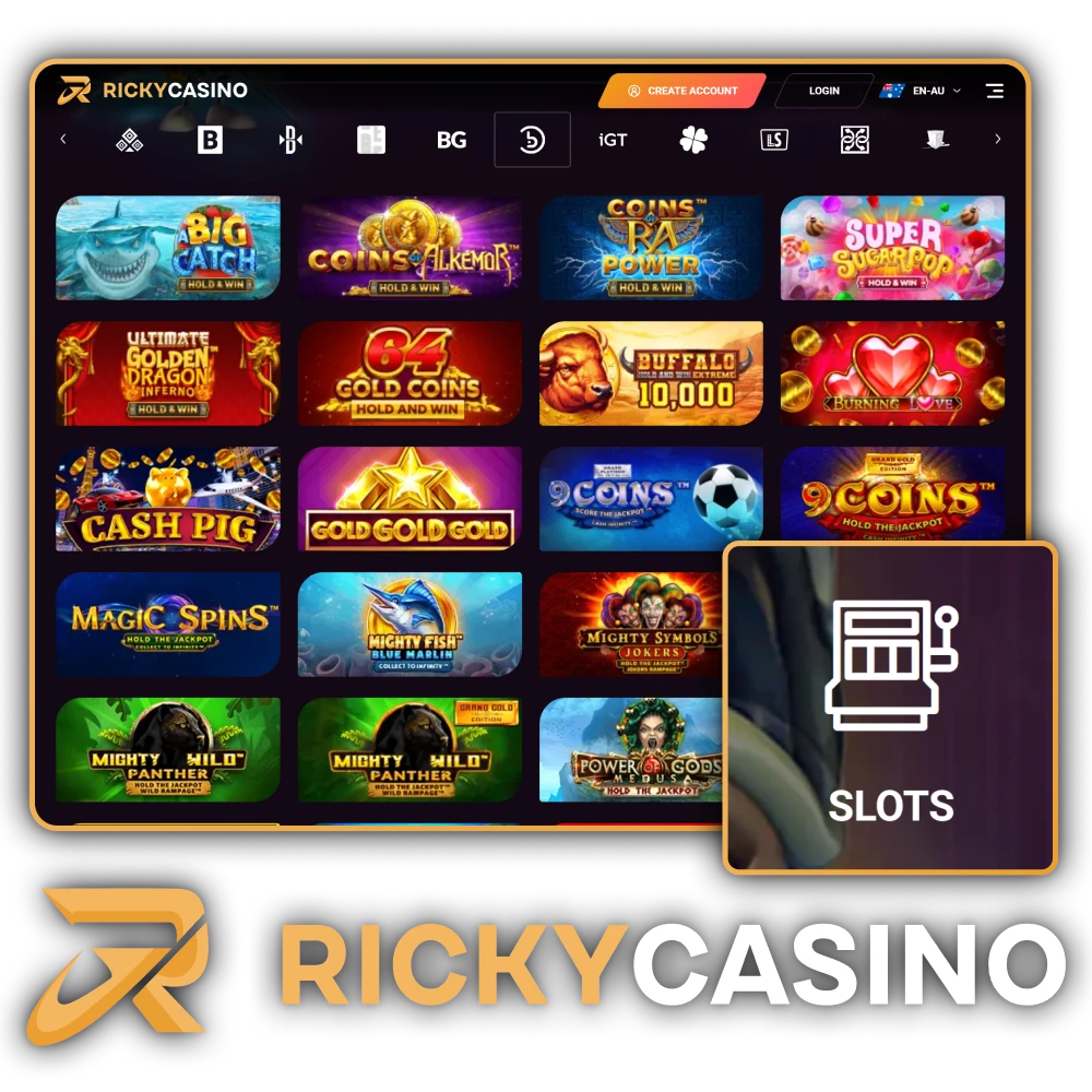 Play the most profitable and highly volatile slots at Ricky Casino.