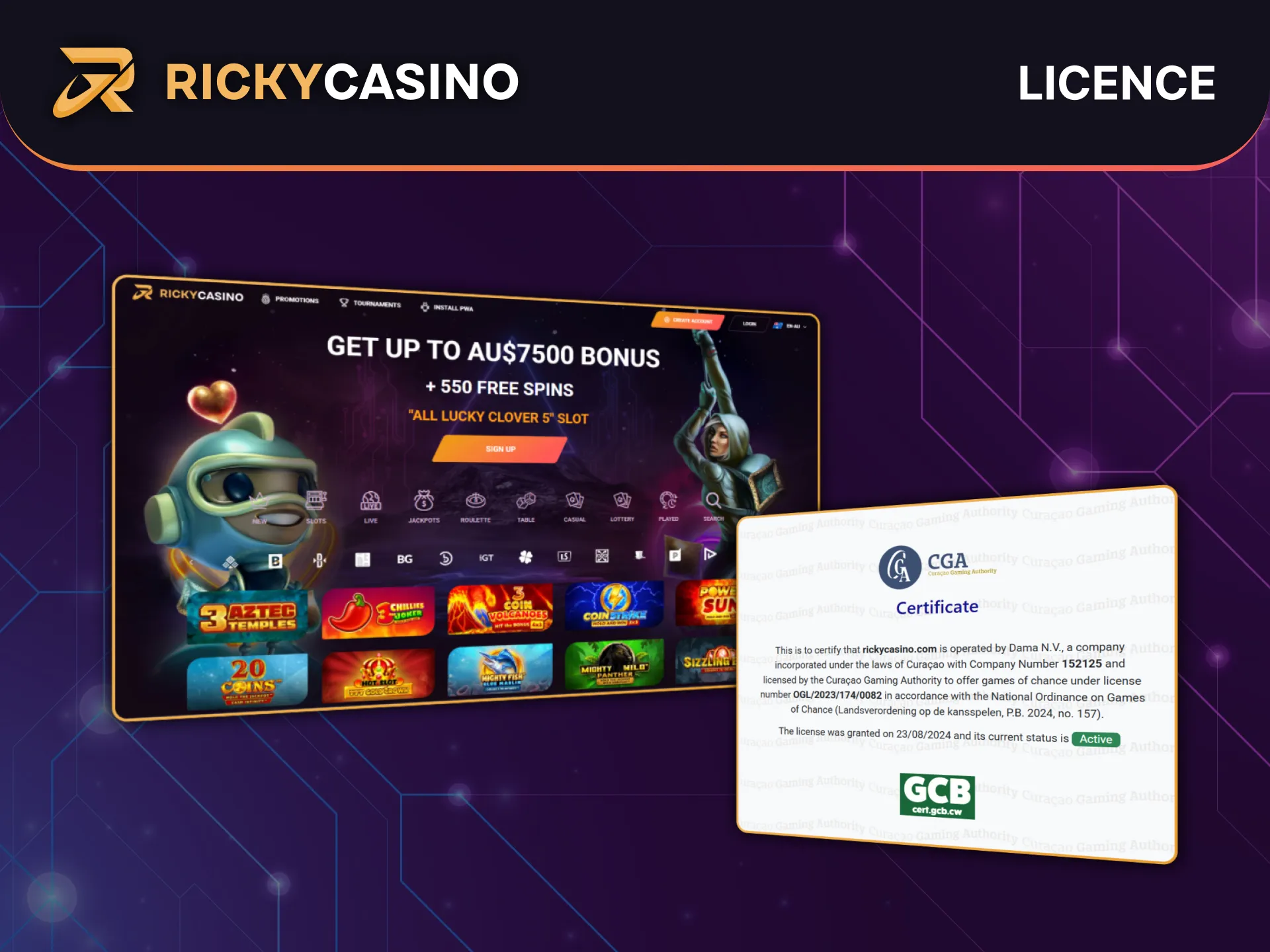 Ricky Casino Australia operates under a trusted and official gaming licence.