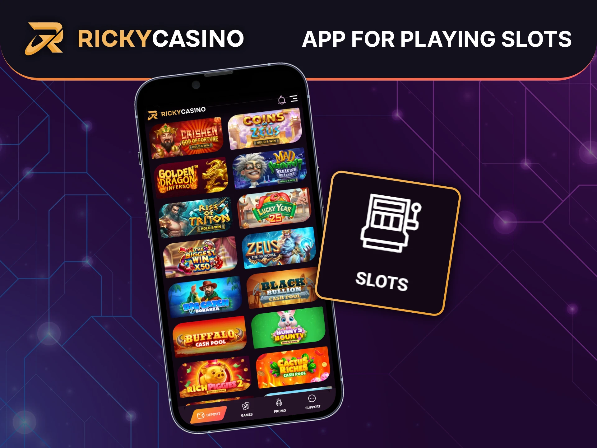 Play online slots with the Ricky Casino app in Australia.