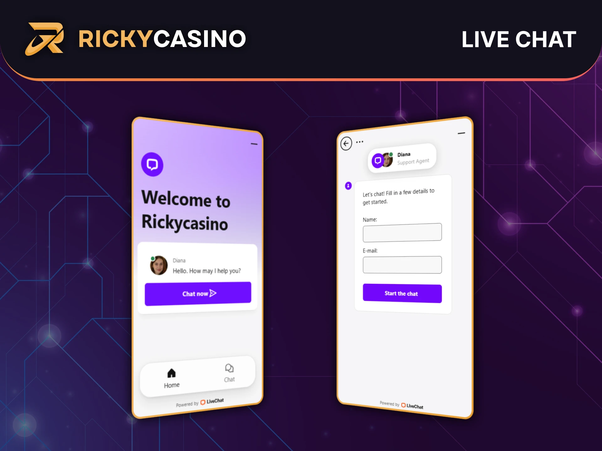 Ricky Casino's customer service team is available to help resolve any issues through live chat.