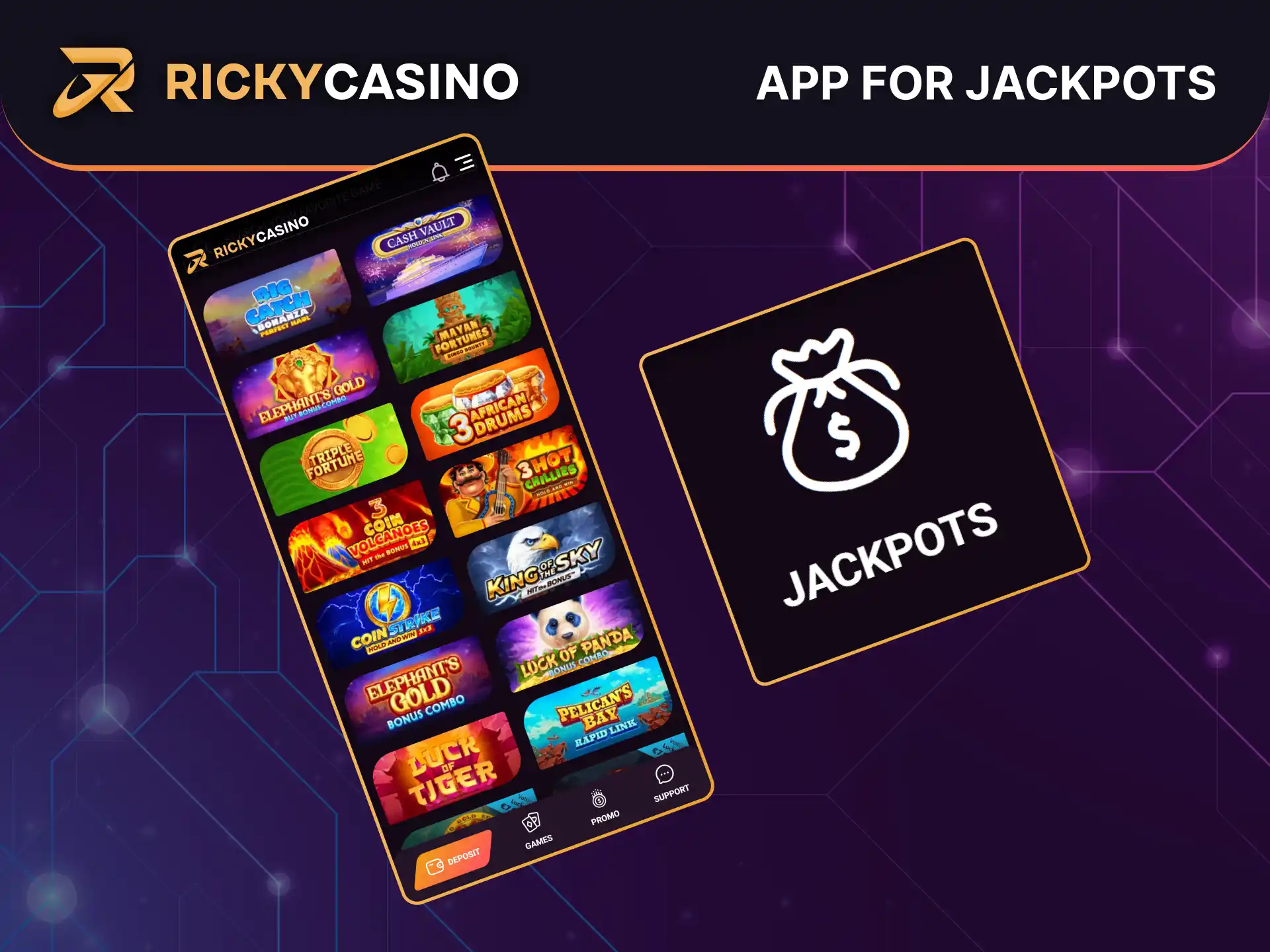 Access all Ricky Casino jackpots with one tap using the fast and secure web app for mobile.