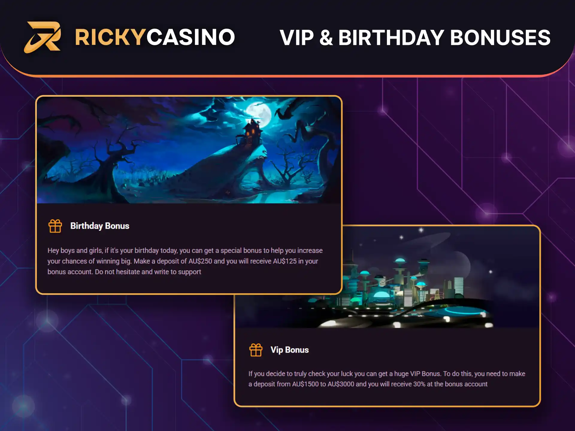 Get rewarded for your loyalty with VIP promotions at Ricky Casino.