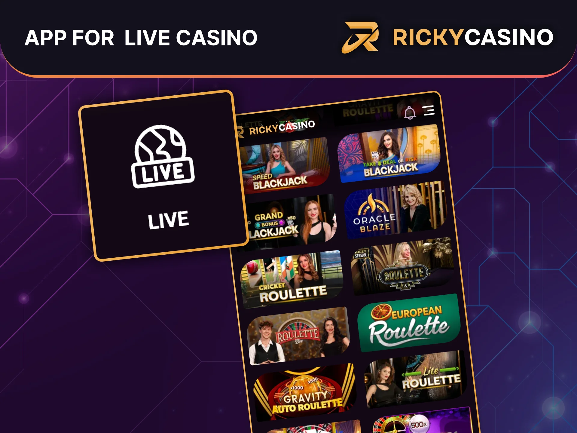 Access Ricky Casino live games anywhere with just a tap on the PWA app.