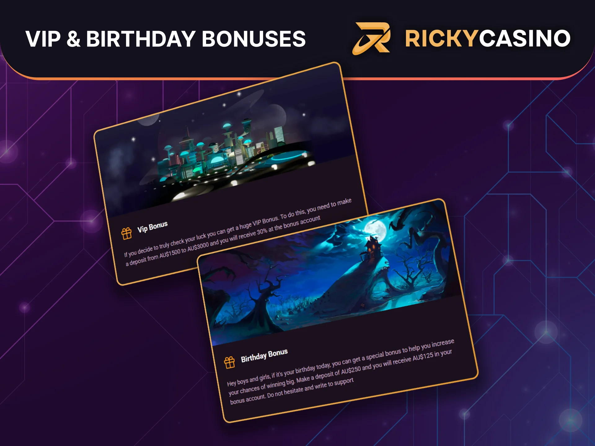 Enjoy VIP perks and birthday bonuses at Ricky Casino for loyal players.