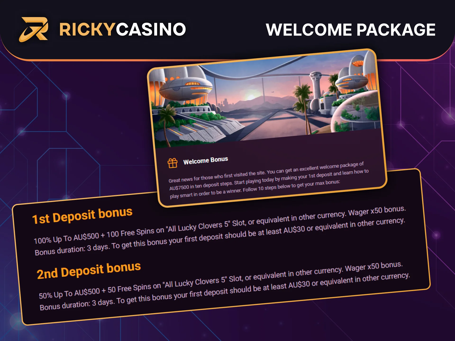 Start your journey at Ricky Casino with a generous welcome bonus and free spins.