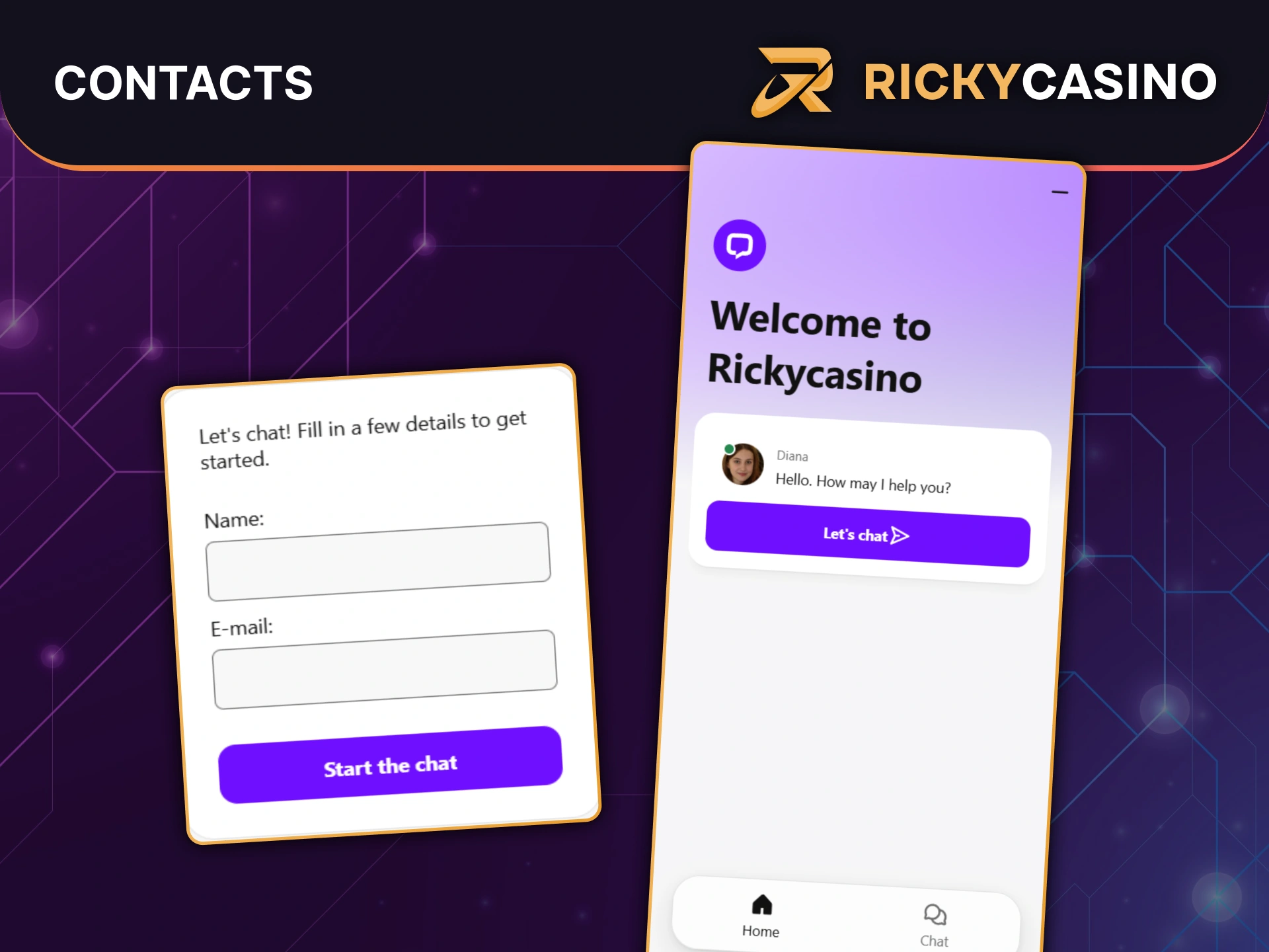 Contact the Ricky Casino support team for instant professional help.