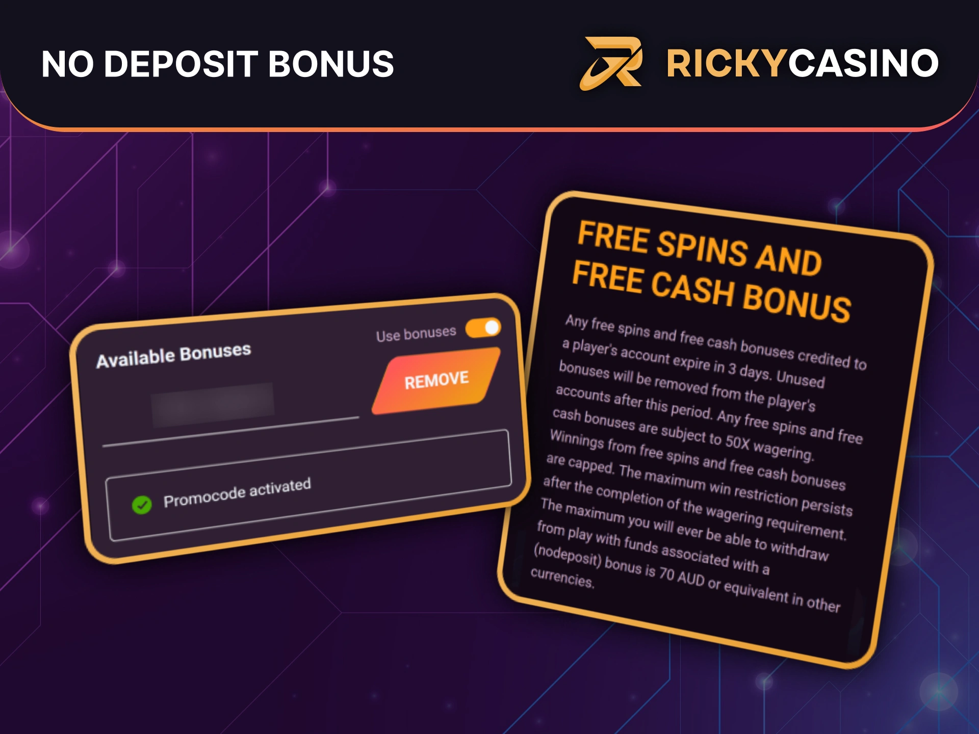 Grab your exclusive no deposit bonus at Ricky Casino today.