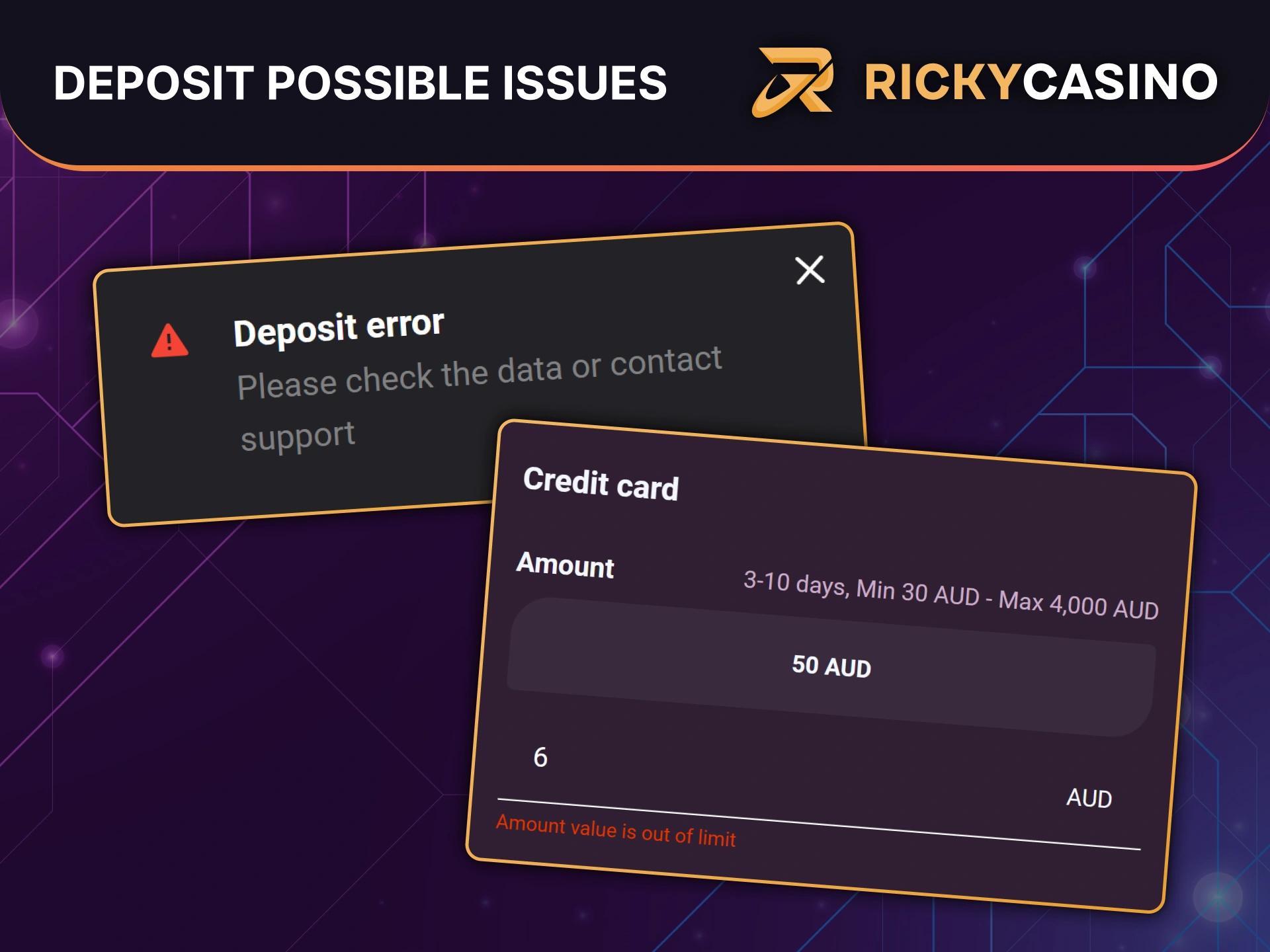 Solve any potential deposit issues with the Ricky Casino guide.